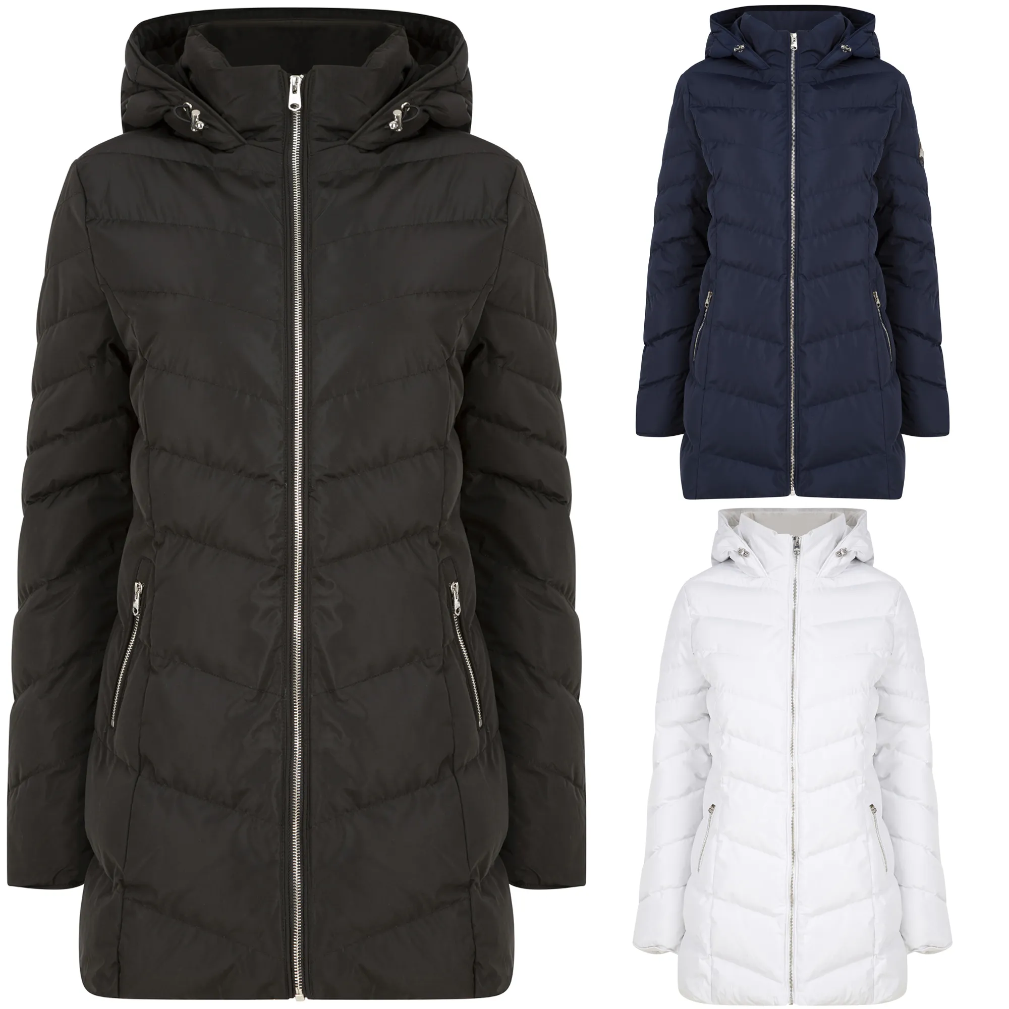 Women's Hooded Mid-Length Padded Quilted Coat