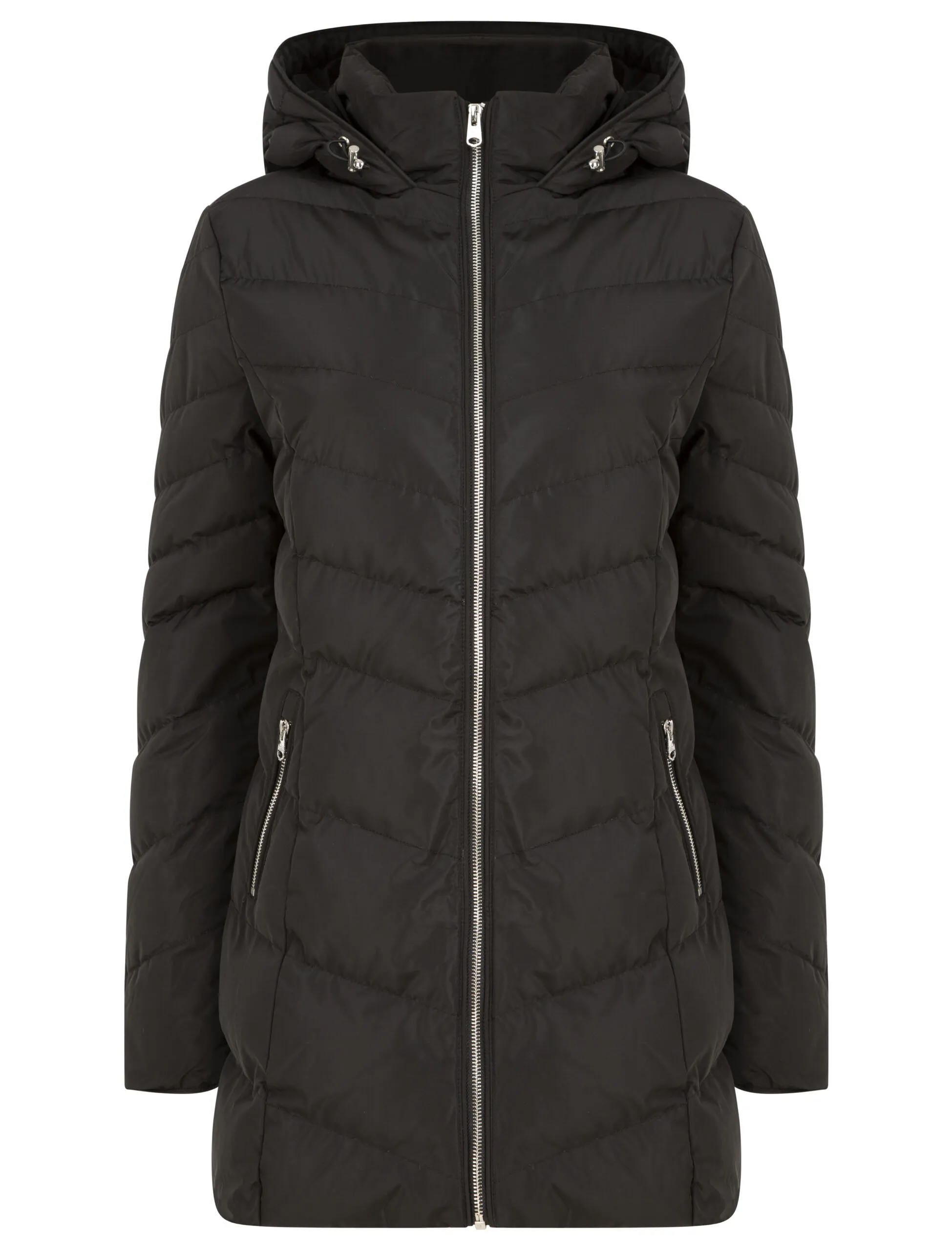 Women's Hooded Mid-Length Padded Quilted Coat