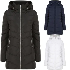 Women's Hooded Mid-Length Padded Quilted Coat