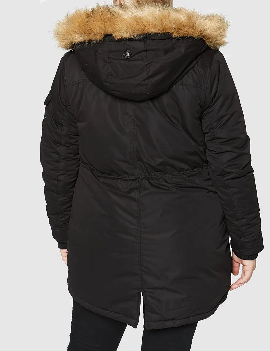 Women's Black Parka Jacket by Superdry