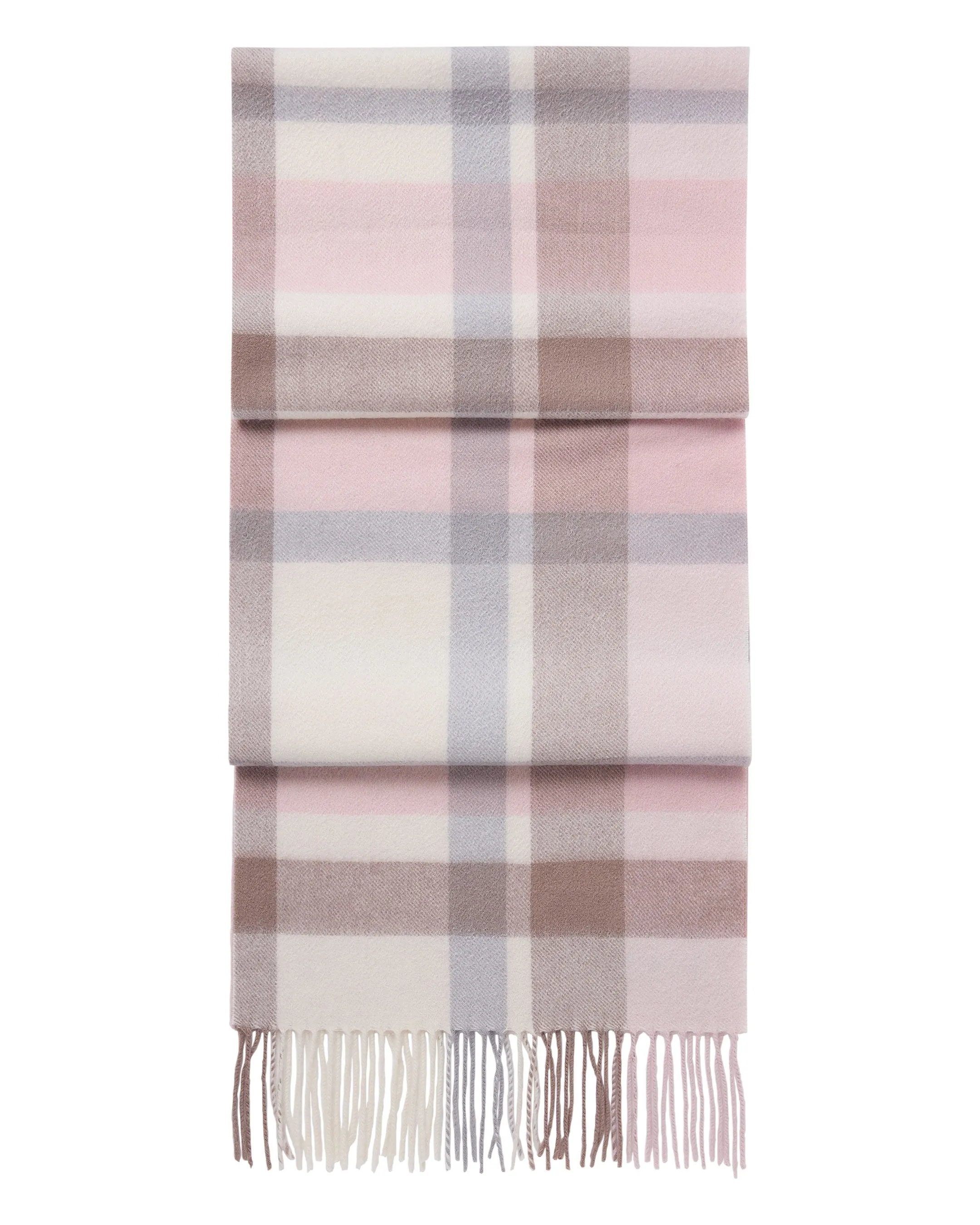 Pink + Grey Cashmere Plaid Scarf for Women