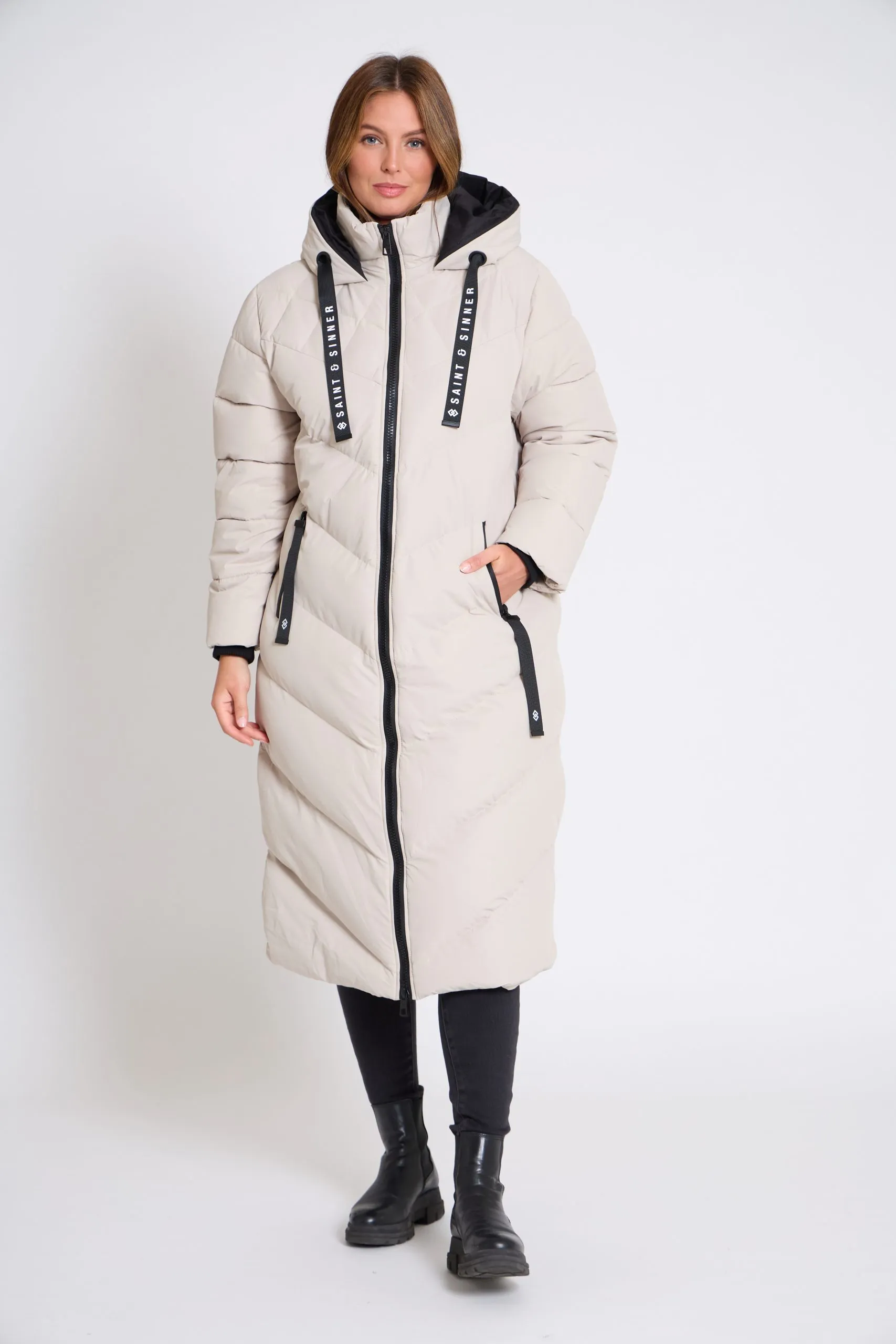 Women's Oversized Padded Oyster Long Hooded Winter Coat