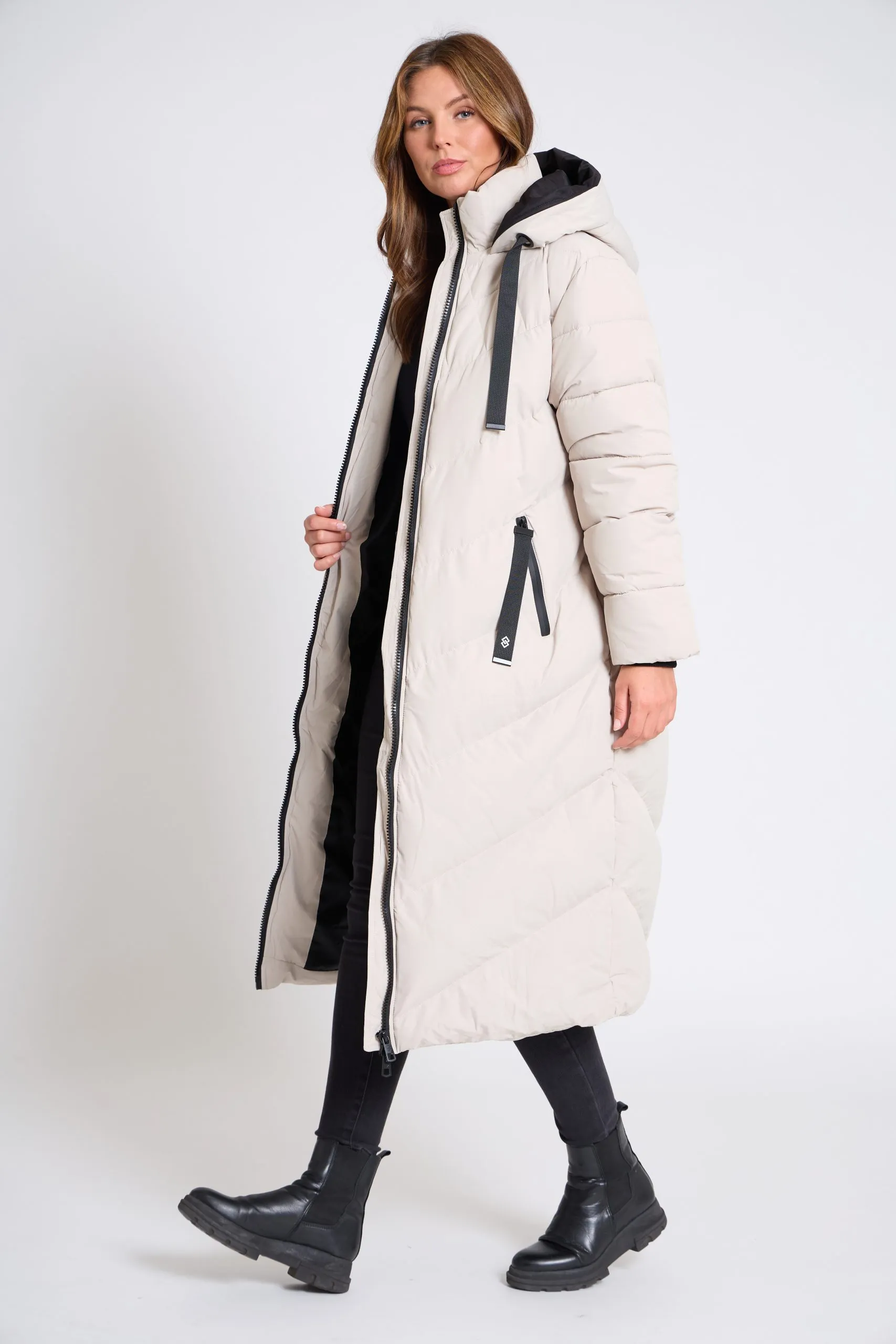 Women's Oversized Padded Oyster Long Hooded Winter Coat