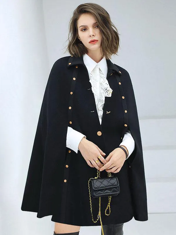 Women's Long Woolen Poncho Cape Coat for Spring 2024