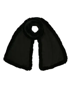 Meribel black scarf with fur trim for women.