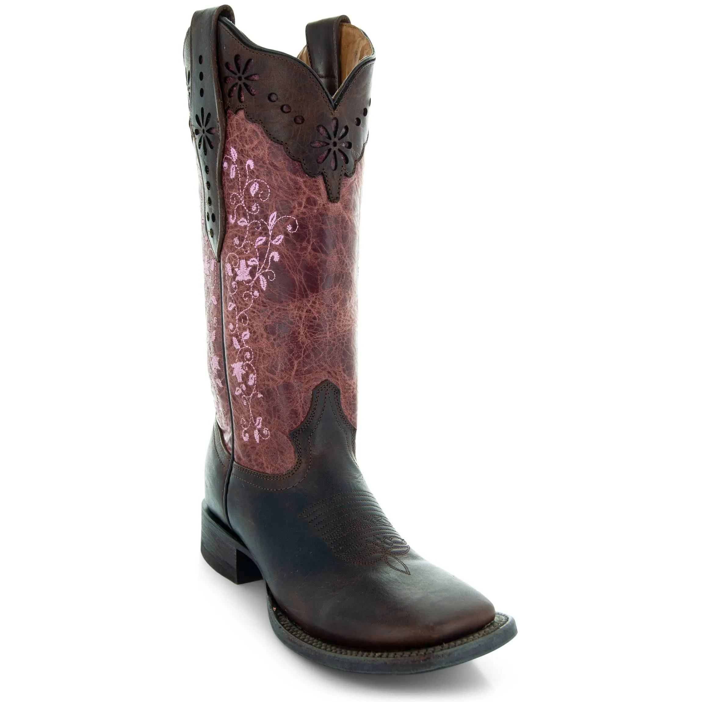 Womens Pink Embroidered Cowgirl Boots - Soto Boots M4004