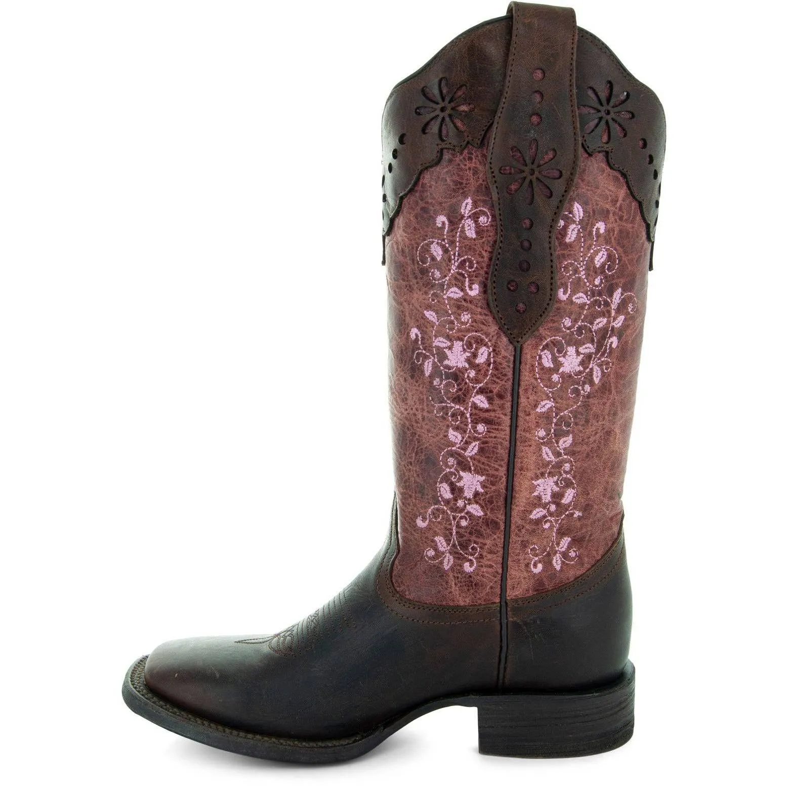 Womens Pink Embroidered Cowgirl Boots - Soto Boots M4004