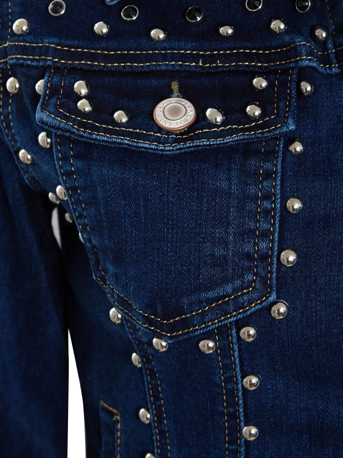 Womens Stud Embellished Stretch Denim Jacket in Indigo UK Sizes 6 to 14