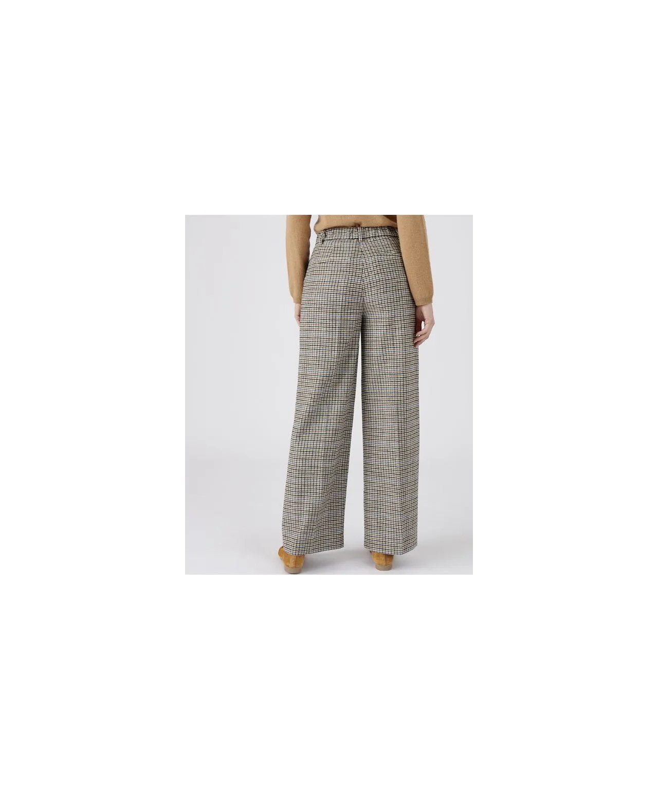 Checkered Trousers in Wool Blend Material