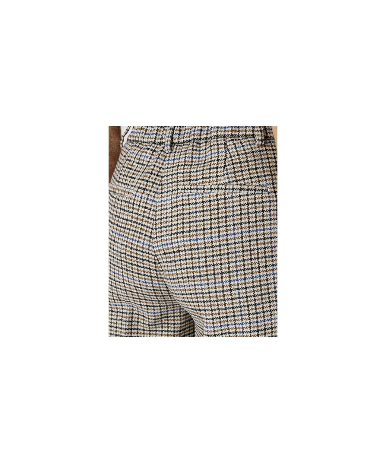 Checkered Trousers in Wool Blend Material