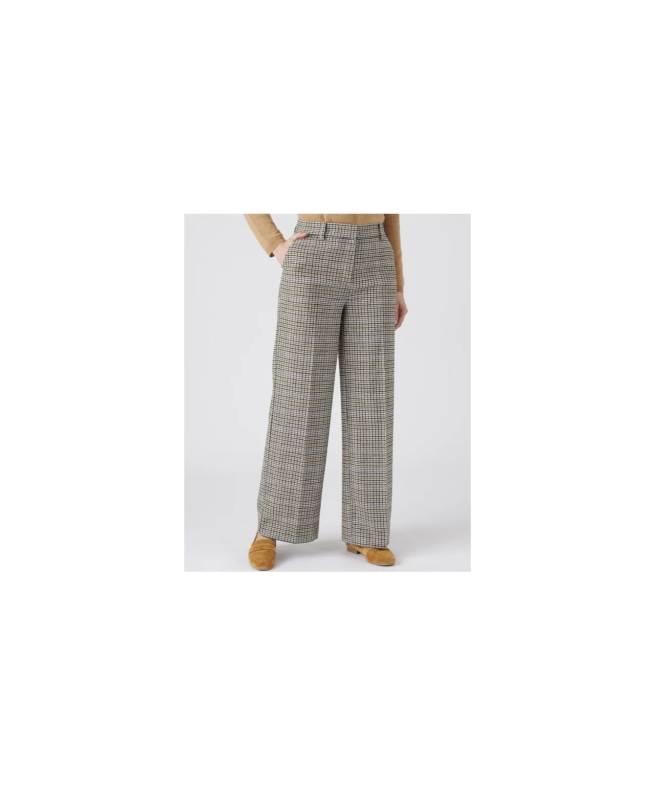 Checkered Trousers in Wool Blend Material