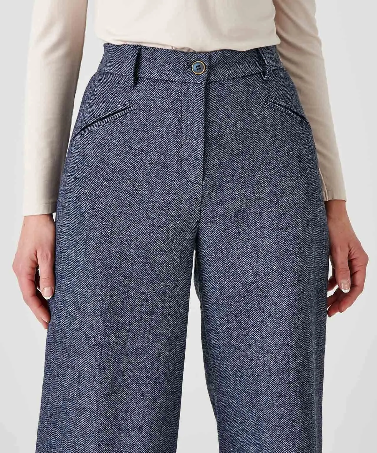 Wide Leg Wool Blend Trousers