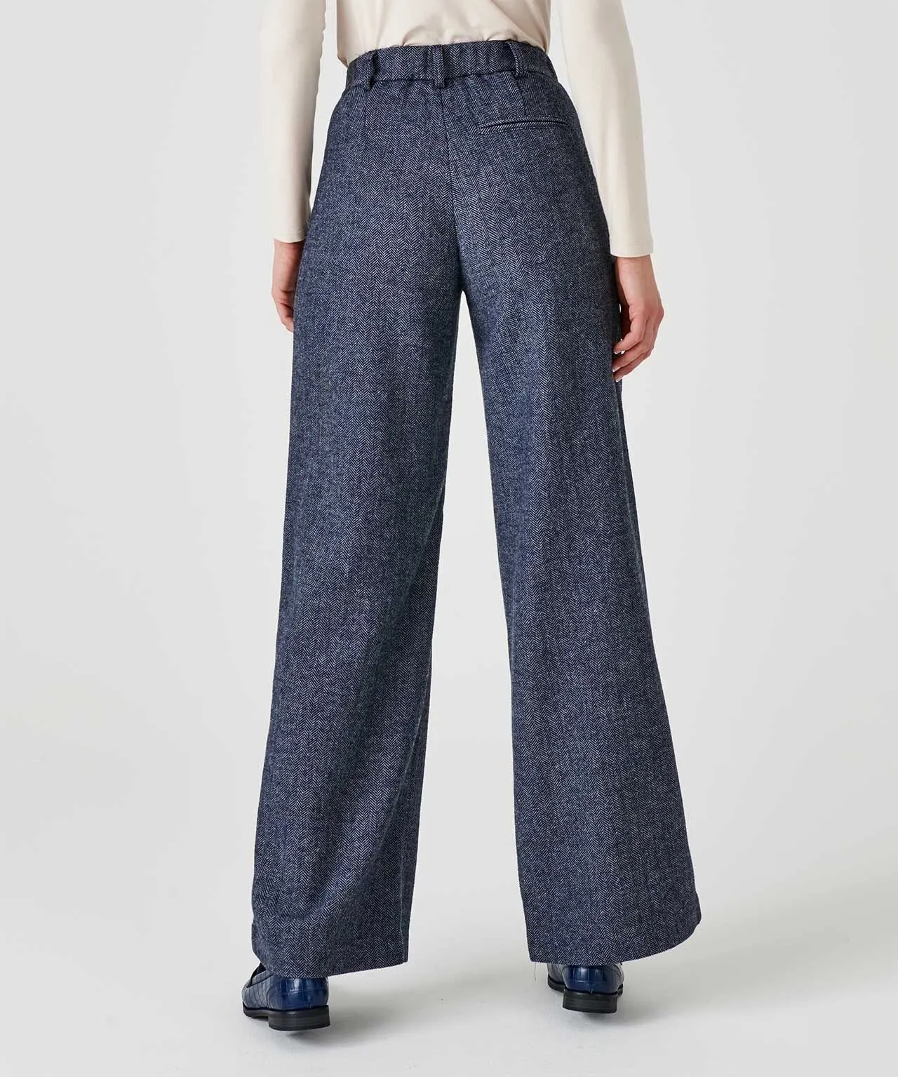 Wide Leg Wool Blend Trousers